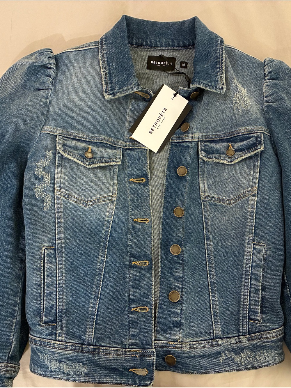 Retrofete Blue Distressed Denim Jean Jacket